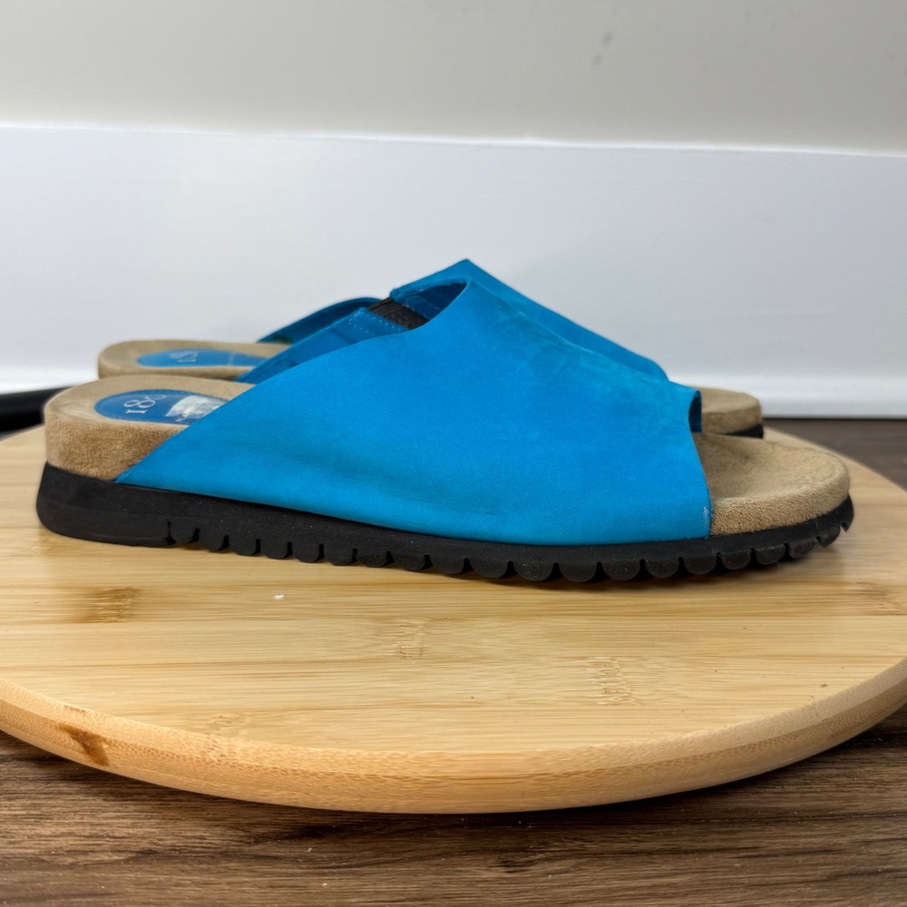 1803 Blue Suede Slip On Sandals Casual Spring Comfort Women's 38 US7/7.5 Nice